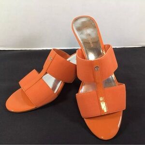 Etienne Aigner Women’s Orange Thick Strap Sandal size 8.5